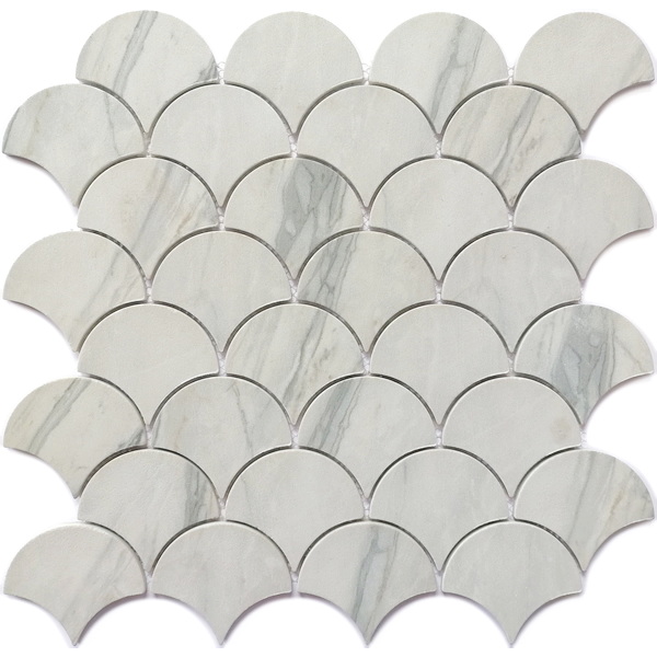 Recycled glass mosaic tile fan shape stonelike antislip tile XRG F1090