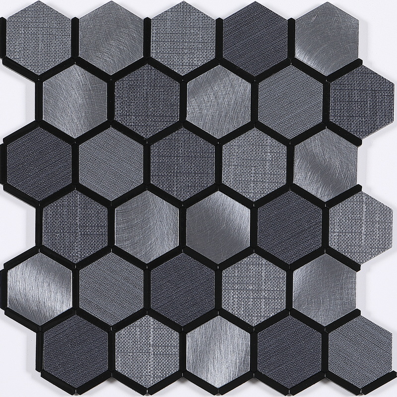 peel and stick aluminum composite tile, film covered aluminum tile + elongated hexagon aluminum tile. peel and stick mosaic tile is a simple, easy-to-install solution to update surface decors. these quality self-adhesive tiles are easy to handle, cut and maintain. do your project without glue and grout, and save your time, at a lower cost!