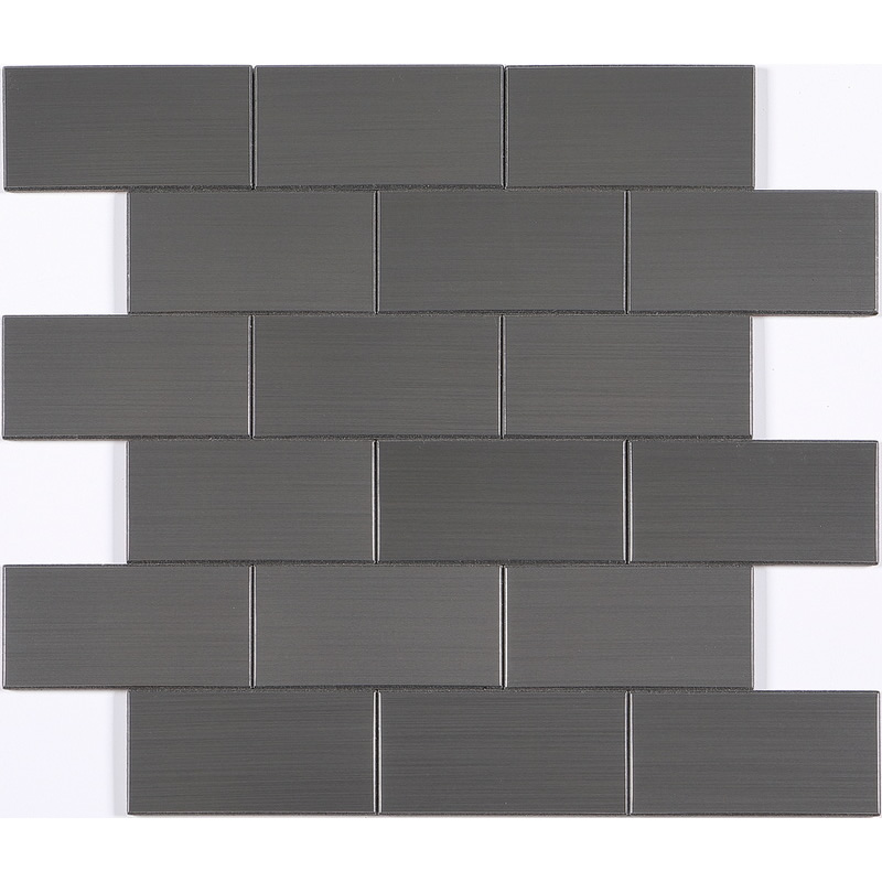 peel and stick aluminum composite tile, 2x4 inch subway tile, aluminum brushed, bevel tile, iron grey. peel and stick mosaic tile is a simple, easy-to-install solution to update surface decors. these quality self-adhesive tiles are easy to handle, cut and maintain. do your project without glue and grout, and save your time, at a lower cost!
