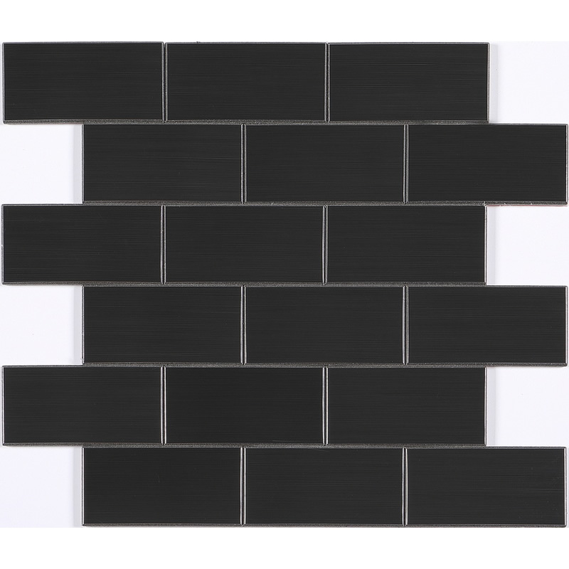 peel and stick aluminum composite tile, 2x4 inch subway tile, aluminum brushed, bevel tile, carbon black. peel and stick mosaic tile is a simple, easy-to-install solution to update surface decors. these quality self-adhesive tiles are easy to handle, cut and maintain. do your project without glue and grout, and save your time, at a lower cost!