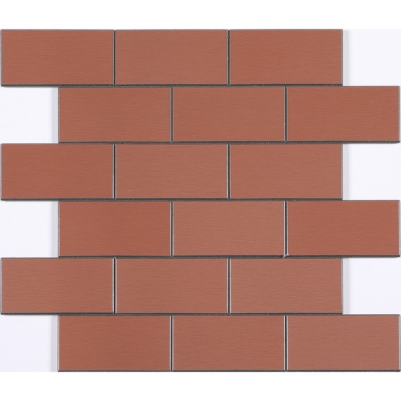 peel and stick aluminum composite tile, 2x4 inch subway tile, aluminum brushed, bevel tile, red copper. peel and stick mosaic tile is a simple, easy-to-install solution to update surface decors. these quality self-adhesive tiles are easy to handle, cut and maintain. do your project without glue and grout, and save your time, at a lower cost!