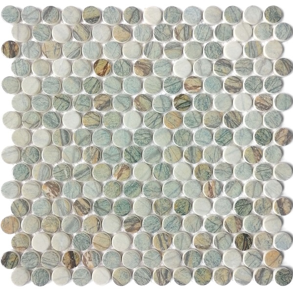 Recycled glass mosaic tile can be used for all your improvement needs from interior to exterior. Penny shaped tile is a timeless design for residential or commercial surface including: kitchen backsplash, bathroom wall and floor, Shower Floor or Wall, Pool & Spa. Our recycled glass tiles are customizable, including hundreds of different high temperature inkjet printings, a wide range of colors, glossy / glazed / frosted / antislip (grained) surfaces, sizes and patterens. Please contact us to find out more. This series of mosaic tiles are made by Xmosaics Foshan factory, your reliable supplier of mosaic tiles.