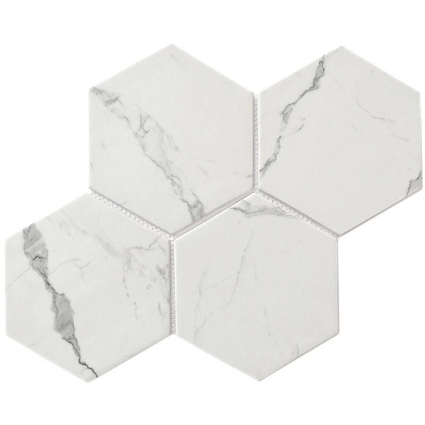 our 6 inch large size hexagon recycled glass mosaic tile can be used for all your improvement needs from interior to exterior. Our recycled glass tiles are customizable, including hundreds of different high temperature inkjet printings, a wide range of colors, glossy / glazed / frosted / antislip (grained) surfaces, sizes and patterens. Please contact us to find out more. This series of mosaic tiles are made by Xmosaics Foshan factory, your reliable supplier of mosaic tiles.